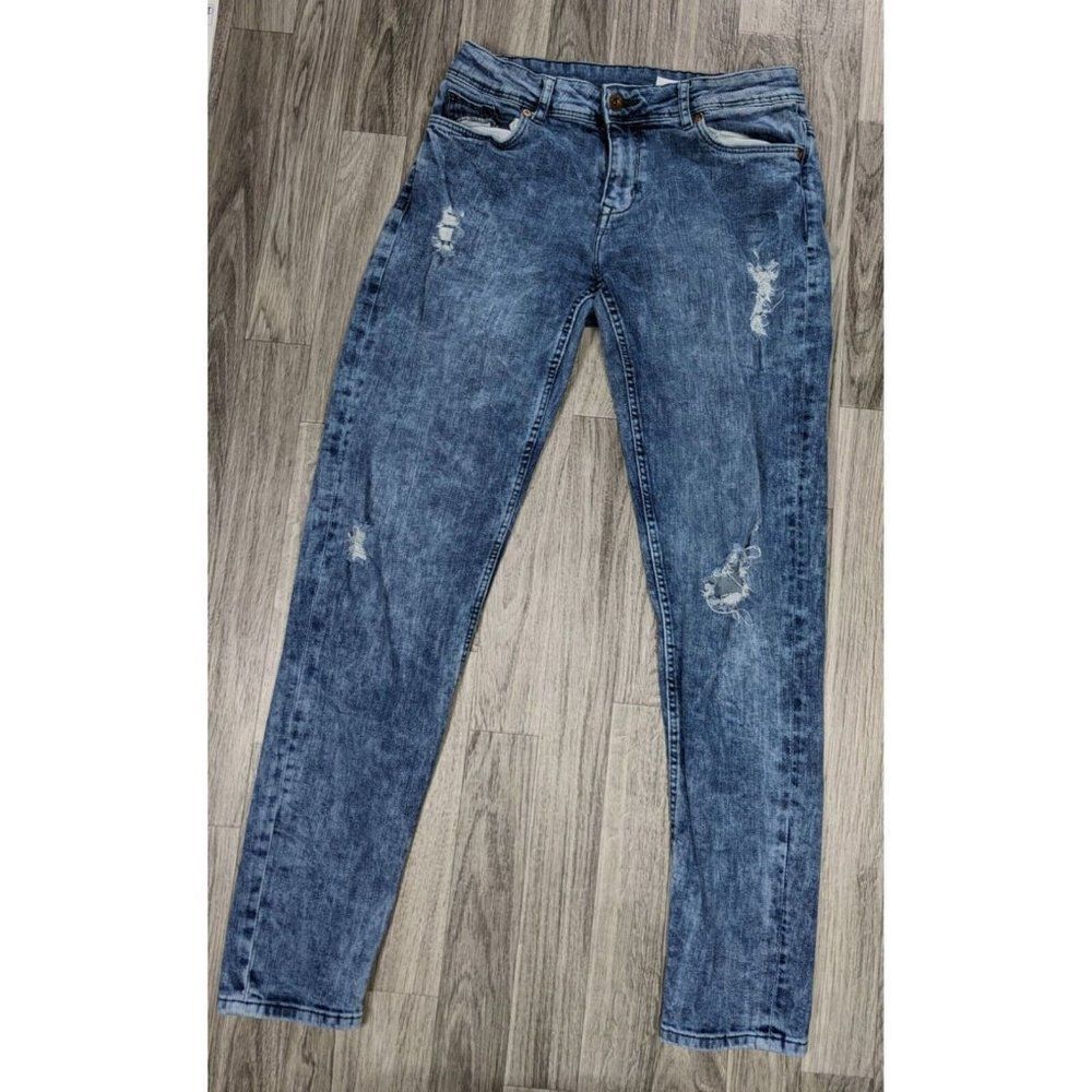 Divided By H&M Womens Size 6 Distressed Pockets Skinny Denim Blue Jeans